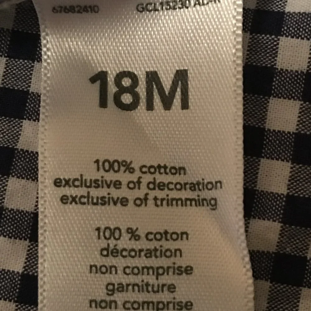 OSHKOSH Button Front Blue Gingham Check Shirt 18M
